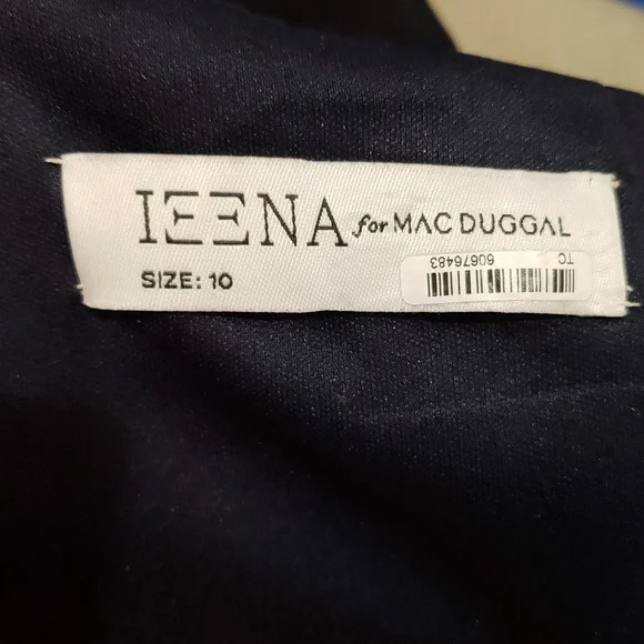 Mac Duggal Navy One Shoulder Jeweled Cuff Drape Jersey Maxi Dress Size 10 #12231 - Picture 9 of 9